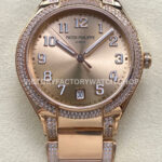 TW Factory Patek Philippe Twenty~4 73001200R Rose Gold Diamond Bezel Gold Dial (1) TW Factory Patek Philippe Twenty~4 7300 gold dial rose gold diamond bezel