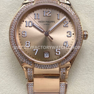 TW Factory Patek Philippe Twenty~4 73001200R Rose Gold Diamond Bezel Gold Dial (1) TW Factory Patek Philippe Twenty~4 7300 gold dial rose gold diamond bezel