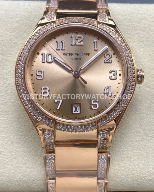 TW Factory Patek Philippe Twenty~4 73001200R Rose Gold Diamond Bezel Gold Dial (1) TW Factory Patek Philippe Twenty~4 7300 gold dial rose gold diamond bezel