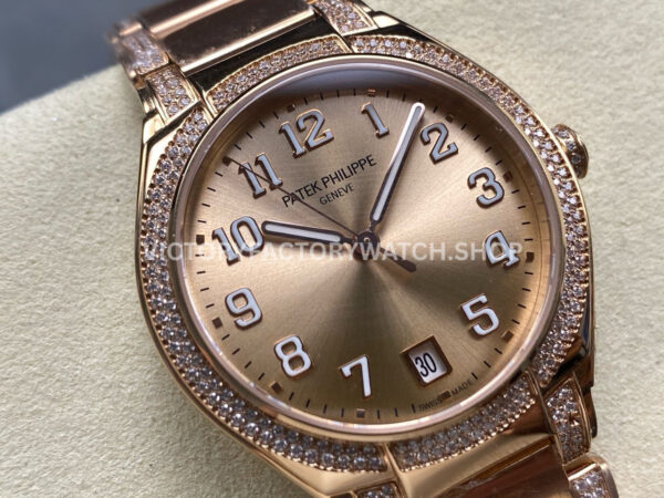 TW Factory Patek Philippe Twenty~4 73001200R Rose Gold Diamond Bezel Gold Dial (2) TW Factory Patek Philippe Twenty~4 7300/1200R 36mm Rose Gold Diamond Bezel Gold Dial