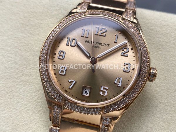 TW Factory Patek Philippe Twenty~4 73001200R Rose Gold Diamond Bezel Gold Dial (3) TW Factory Patek Philippe Twenty~4 7300/1200R 36mm Rose Gold Diamond Bezel Gold Dial