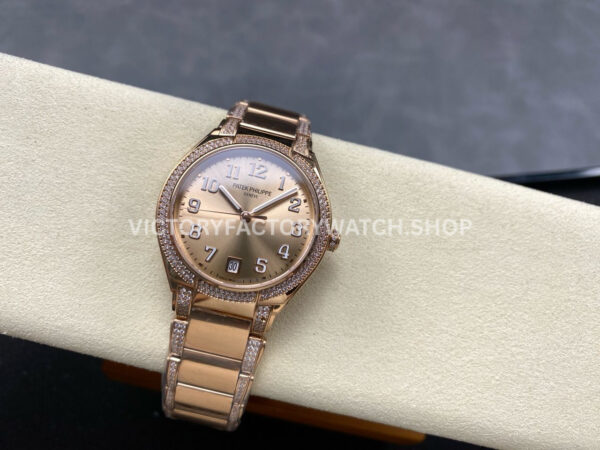 TW Factory Patek Philippe Twenty~4 73001200R Rose Gold Diamond Bezel Gold Dial (5) TW Factory Patek Philippe Twenty~4 7300/1200R 36mm Rose Gold Diamond Bezel Gold Dial