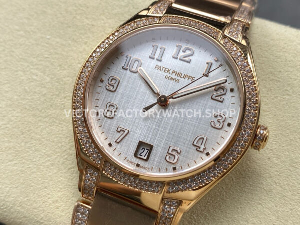 TW Factory Patek Philippe Twenty~4 73001201R-001 Rose Gold Diamond Bezel White Dial (7) TW Factory Patek Philippe Twenty~4 7300/1201R-001 36mm Rose Gold Diamond Bezel White Dial