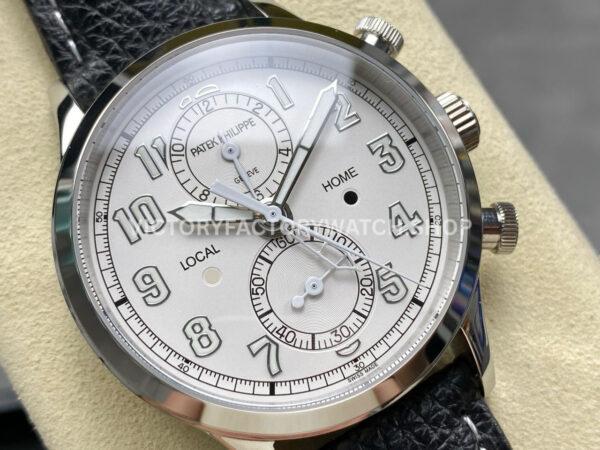 TW Factory Patek Philippe Pilot Travel Time Chronograph 5924G 42mm White Gold Arabic Numerals White Dial