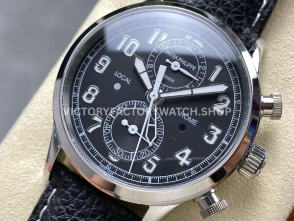 TW Factory Patek Philippe Pilot Travel Time Chronograph 5924G-001 42mm White Gold Arabic Numerals Green Dial