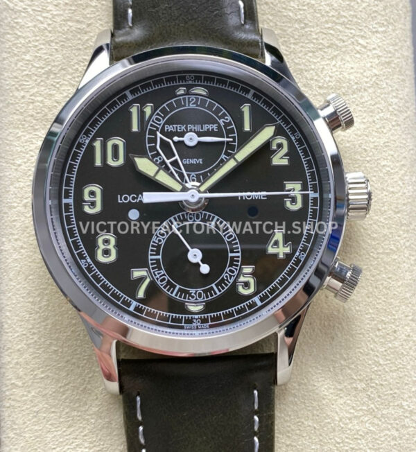 TW Factory Patek Philippe Pilot Travel Time Chronograph 5924G black dial