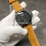 VS Factory Panerai Luminor 1950 3 Days GMT Pam00441 44mm Black Ceramic Leather Strap Black Dial