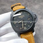 VS Factory Panerai Luminor 1950 3 Days GMT Pam00441 44mm Black Ceramic Leather Strap Black Dial