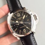 VS Factory Panerai Luminor 1950 3 Days GMT Pam00531 44mm Steel Leather Strap Black Dial