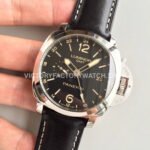 VS Factory Panerai Luminor 1950 3 Days GMT Pam00531 44mm Steel Leather Strap Black Dial