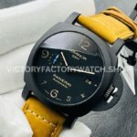 VS Factory Panerai Luminor 1950 3 Days GMT Pam01441 44mm Ceramic Leather Strap Black Dial