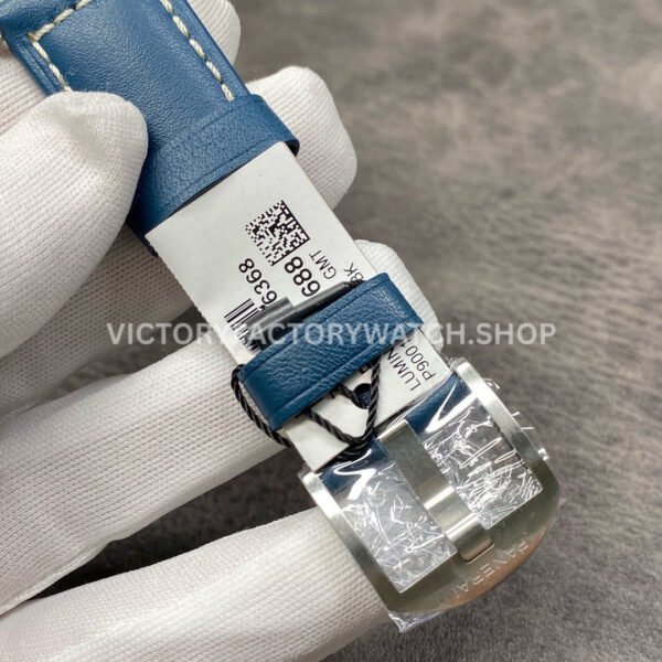 VS Factory Panerai Luminor 1950 3 Days GMT Pam00688 42mm Steel Leather Strap Blue Dial