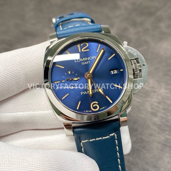 VS Factory Panerai Luminor 1950 3 Days GMT Pam00688 42mm Steel Leather Strap Blue Dial