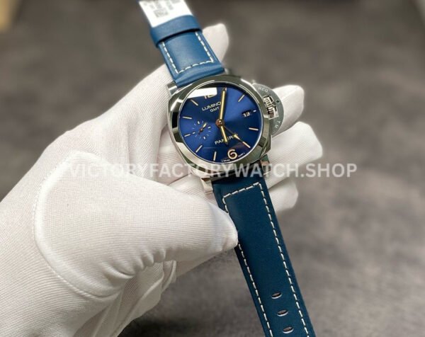 VS Factory Panerai Luminor 1950 3 Days GMT Pam00688 42mm Steel Leather Strap Blue Dial