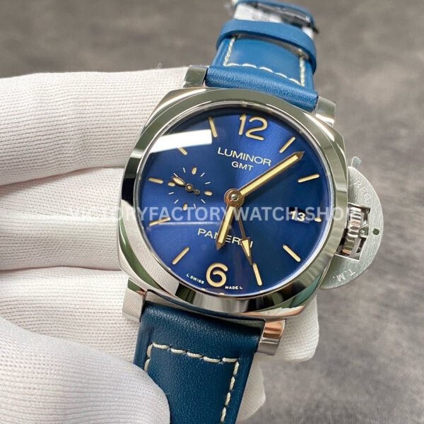 VS Factory Panerai Luminor 1950 3 Days GMT Pam00688 42mm Steel Leather Strap Blue Dial