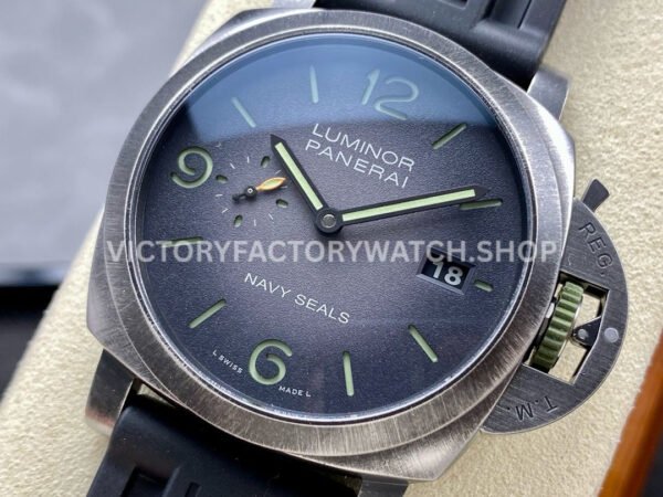 VS Factory Panerai Luminor 1950 Navy Seals Pam01412 44mm Steel Rubber Strap Grey Dial