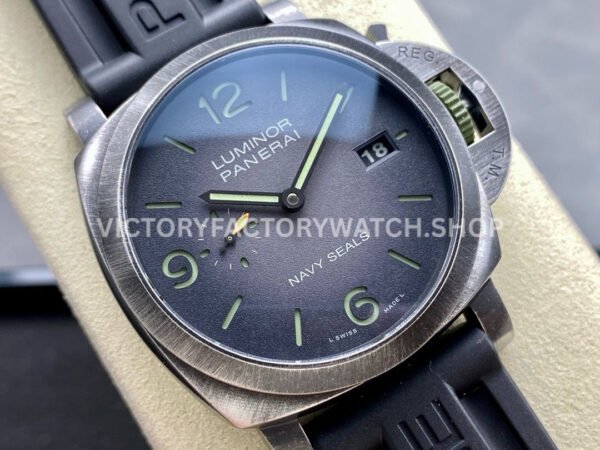 VS Factory Panerai Luminor 1950 Navy Seals Pam01412 44mm Steel Rubber Strap Grey Dial