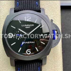 VS Factory Panerai Luminor Base GMT PAM 01176 44mm Black Ceramic Black Canvas Strap Black Dial (1) VS PAM01176 Panerai Base GMT black ceramic black dial