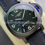 VS Factory Panerai Luminor Base GMT Pam01176 44mm Black Ceramic Black Canvas Strap Black Dial