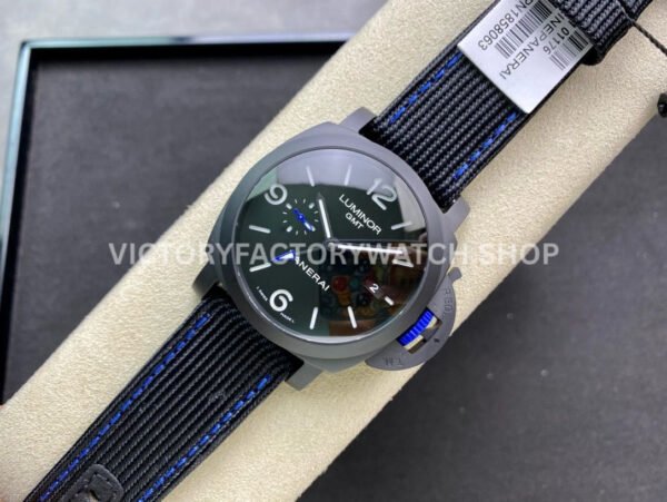 VS Factory Panerai Luminor Base GMT Pam01176 44mm Black Ceramic Black Canvas Strap Black Dial