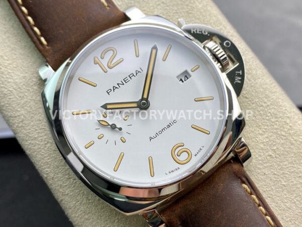 VS Factory Panerai Luminor Due Pam01046 42mm Steel Leather strap White Dial