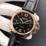 VS Factory Panerai Luminor Due Pam00908 38mm Rose Gold Black Leather Strap Black Dial