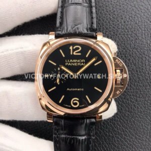 VS Factory Panerai Luminor Due PAM00908 38mm Rose Gold Black Leather Strap Black Dial (5) VS PAM00908 Panerai Luminor Due black dial rose gold