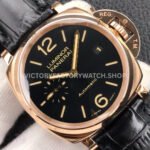 VS Factory Panerai Luminor Due Pam00908 38mm Rose Gold Black Leather Strap Black Dial
