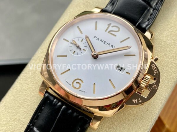 VS Factory Panerai Luminor Due Pam01336 42mm Rose Gold Leather Strap White Dial