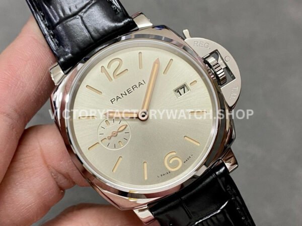 VS Factory Panerai Luminor Due Pam01249 42mm Steel Leather Strap Champagne Dial