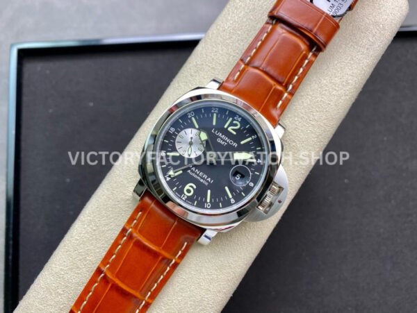 VS Factory Panerai Luminor GMT Pam00088 44mm Steel Leather Strap Black Dial