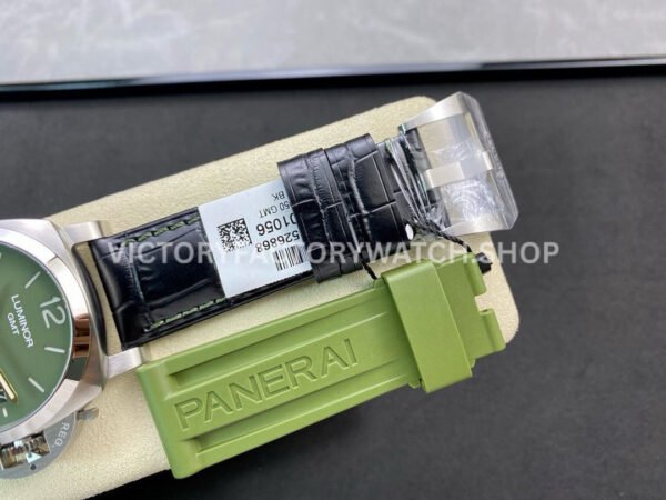 VS Factory Panerai Luminor GMT PAM 01056 44mm Steel Leather strap Green Dial (1) VS Factory Panerai Luminor GMT Pam01056 44mm Steel Leather strap Green Dial