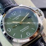 VS Factory Panerai Luminor GMT PAM 01056 44mm Steel Leather strap Green Dial (3) VS Factory Panerai Luminor GMT Pam01056 44mm Steel Leather strap Green Dial