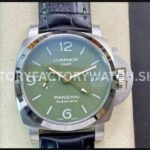 VS Factory Panerai Luminor GMT PAM 01056 44mm Steel Leather strap Green Dial (5) VS PAM01056 Panerai Luminor GMT green dial