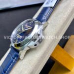 VS Factory Panerai Luminor Gmt Pam01033 44mm Steel Leather Strap Blue Dial