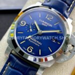 VS Factory Panerai Luminor Gmt Pam01033 44mm Steel Leather Strap Blue Dial