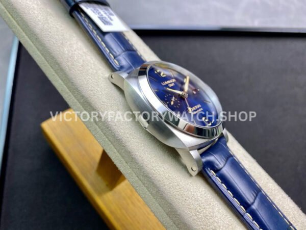 VS Factory Panerai Luminor Gmt Pam01033 44mm Steel Leather Strap Blue Dial