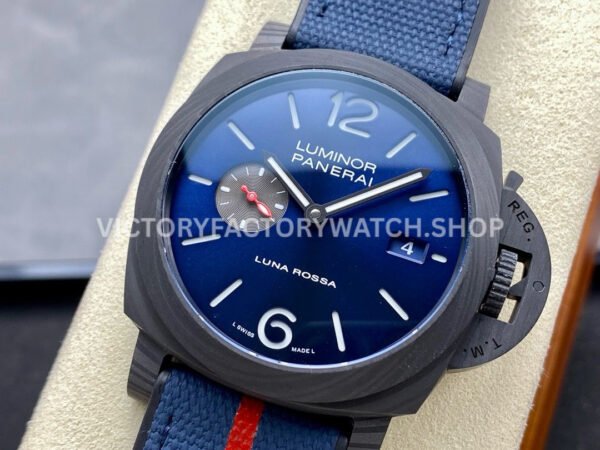 VS Factory Panerai Luminor Luna Rossa Pam01529 44mm Carbon Fiber Rubber Strap Blue Dial