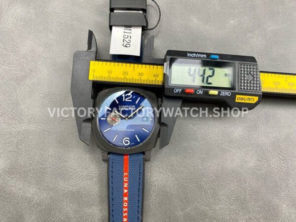 VS Factory Panerai Luminor Luna Rossa Pam01529 44mm Carbon Fiber Rubber Strap Blue Dial