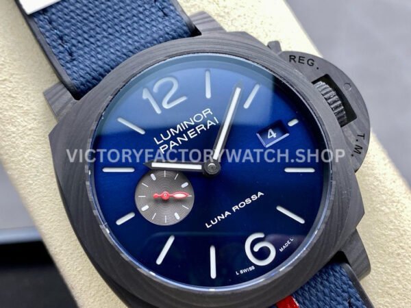 VS Factory Panerai Luminor Luna Rossa Pam01529 44mm Carbon Fiber Rubber Strap Blue Dial