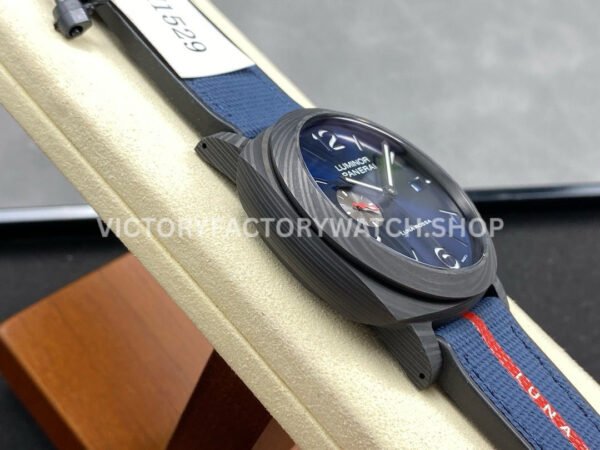 VS Factory Panerai Luminor Luna Rossa Pam01529 44mm Carbon Fiber Rubber Strap Blue Dial