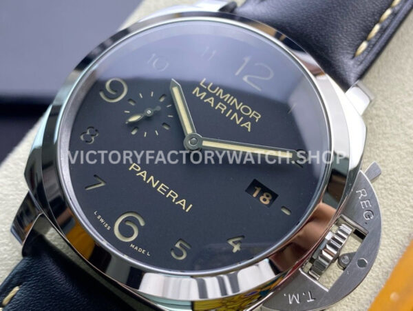 VS Factory Panerai Luminor Marina 1950 3 Days Pam00359 44mm Steel Leather Strap Black Dial