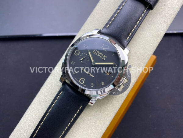 VS Factory Panerai Luminor Marina 1950 3 Days Pam00359 44mm Steel Leather Strap Black Dial