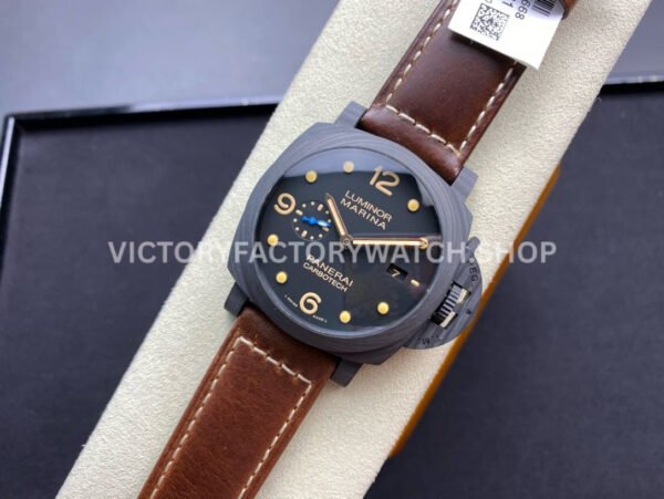 VS Factory Panerai Luminor Marina 1950 3 Days Pam00661 44mm Carbon Fiber Leather Strap Black Dial