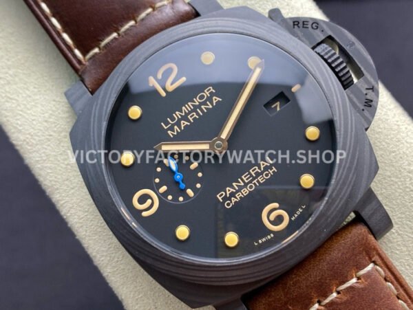 VS Factory Panerai Luminor Marina 1950 3 Days Pam00661 44mm Carbon Fiber Leather Strap Black Dial