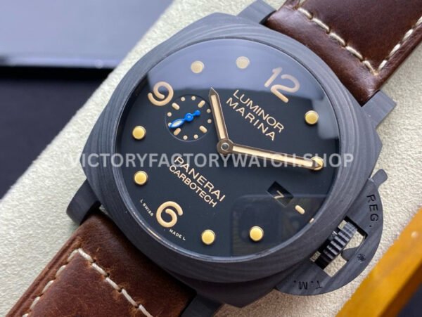 VS Factory Panerai Luminor Marina 1950 3 Days Pam00661 44mm Carbon Fiber Leather Strap Black Dial