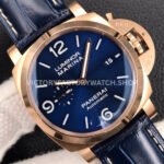 VS Factory Panerai Luminor Marina Pam01112 44mm Rose Gold Leather Strap Blue Dial