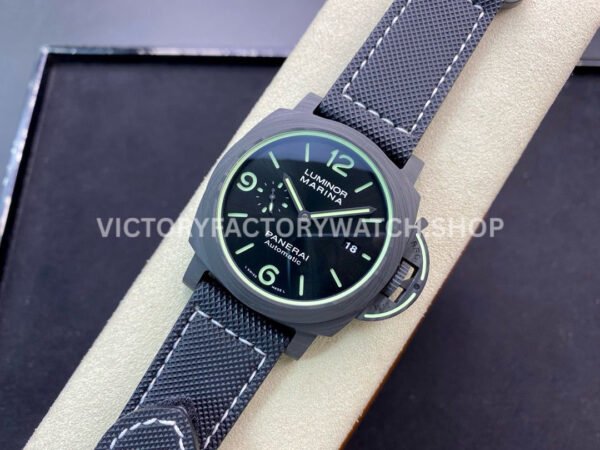 VS Factory Panerai Luminor Marina Pam01118 44mm Black Carbon Fiber Black Canvas Black Dial
