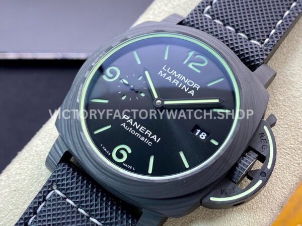 VS Factory Panerai Luminor Marina Pam01118 44mm Black Carbon Fiber Black Canvas Black Dial
