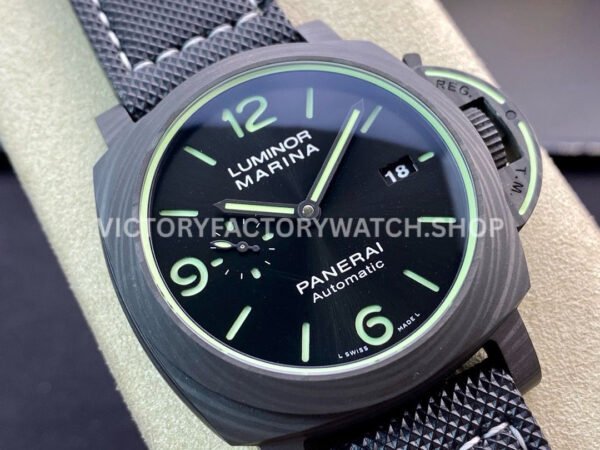 VS Factory Panerai Luminor Marina Pam01118 44mm Black Carbon Fiber Black Canvas Black Dial
